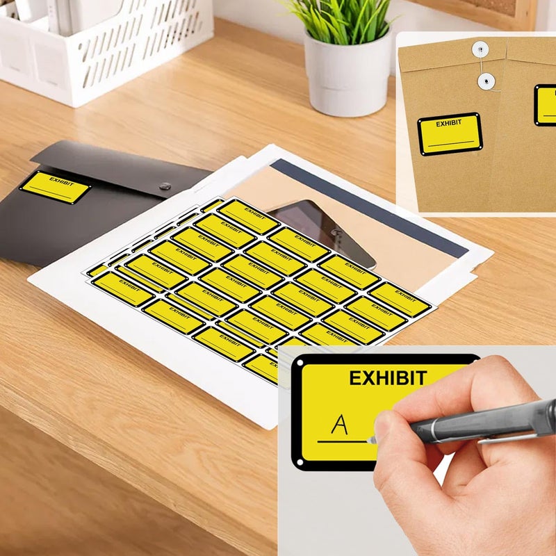 Well Tile 300 Pcs Legal Exhibit Stickers 1.65 x 1 Inches Fluorescent Yellow Color-Coded Exhibit Labels Name Tag Stickers Blank File Folder Labels for Offices Courts Legal Documents Report Dividers - Image 2